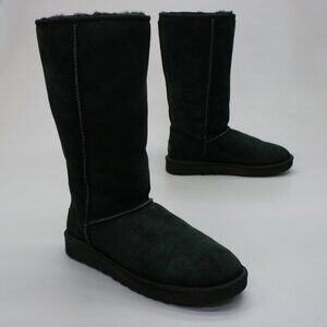 UGG Ladies 9 Classic Tall Ii Black Suede Sheepskin Shearling Lined Boots 1016224